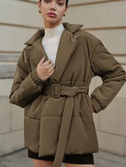 New Belted Lapel Cozy Winter Coat Outerwear|Coats