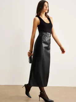 Belted Panel Tank Dress Black Dresses|Cocktail & Party Dresses
