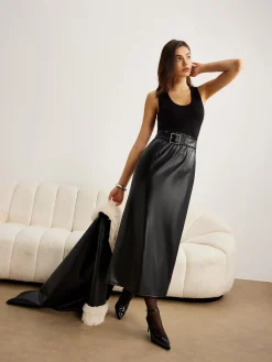 Belted Panel Tank Dress Black Dresses|Cocktail & Party Dresses