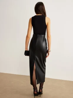 Belted Panel Tank Dress Black Dresses|Cocktail & Party Dresses