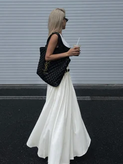 Clearance Belted Pleated Long Skirt Skirts|Bottoms