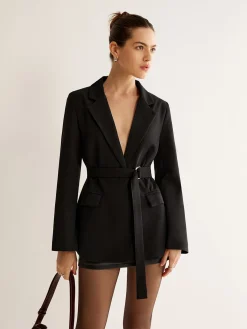 Clearance Belted Pockets Blazer Outerwear|Blazers