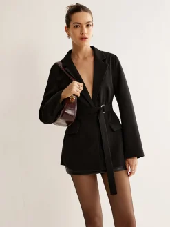Clearance Belted Pockets Blazer Outerwear|Blazers