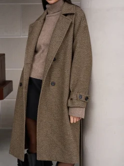 Outlet Belted Pockets Long Wool Coat Outerwear|Coats