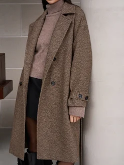 Outlet Belted Pockets Long Wool Coat Outerwear|Coats