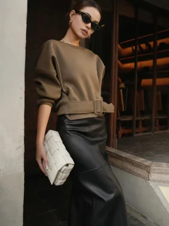 Best Belted Short Sweatshirt Sweatshirts & Hoodies|Tops