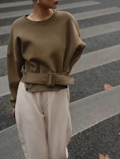 Best Belted Short Sweatshirt Sweatshirts & Hoodies|Tops