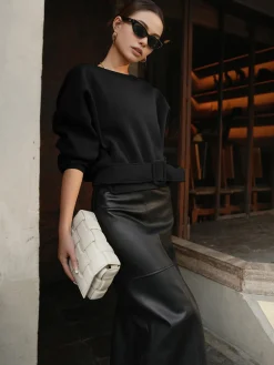 Best Belted Short Sweatshirt Sweatshirts & Hoodies|Tops