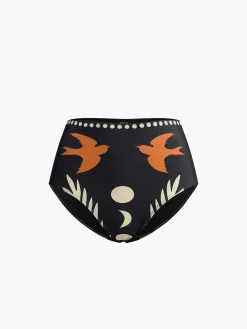 Hot Bird Print Asymmetrical Neck Bikini Set Swimwear|Tops