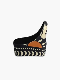 Hot Bird Print Asymmetrical Neck Bikini Set Swimwear|Tops