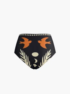 Hot Bird Print Asymmetrical Neck Bikini Set Swimwear|Tops