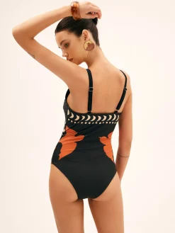 Best Bird Print Cutout One Piece Swimsuit Swimwear|Matching Sets