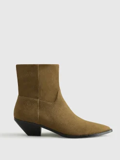 New Block Heel Western Zip Ankle Boots Shoes|Accessories