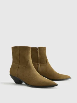 New Block Heel Western Zip Ankle Boots Shoes|Accessories