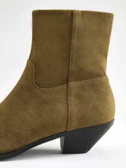 New Block Heel Western Zip Ankle Boots Shoes|Accessories