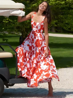 Outlet Blooming In Summer Floral Print Cami Long Dress Casual Dresses|Floral Dresses