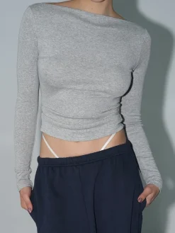 Clearance Boat Neck Long Sleeve Shirt Sweater Tops|T-shirts