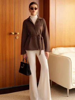 Best Boheme Belted Suede Polo Jacket Outerwear|Jackets