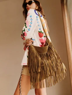 Boheme Buckle-Design Tassel Shoulder Bag Bags|Accessories