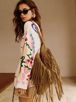 Boheme Buckle-Design Tassel Shoulder Bag Bags|Accessories