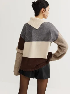 Clearance Boheme Color Block Knit Top Sweater Tops|Sweaters & Cardigans