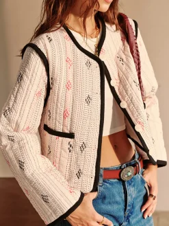 Sale Boheme Contrast Piping Short Jacket Outerwear|Jackets