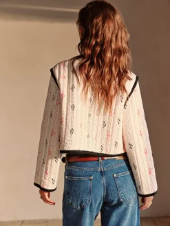 Sale Boheme Contrast Piping Short Jacket Outerwear|Jackets