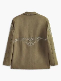 Outlet Boheme Embroidery Button Blazer Outerwear|Blazers
