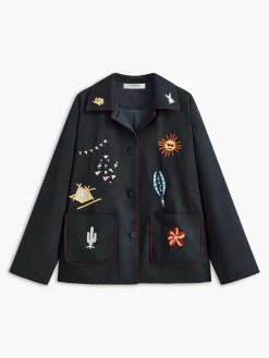 Discount Boheme Embroidery Lapel Jacket Outerwear|Jackets