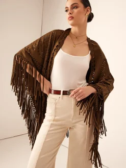 Outlet Boheme Hollow Tassel Shawl Outerwear