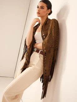 Outlet Boheme Hollow Tassel Shawl Outerwear
