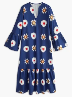 Clearance Boheme Printed 3/4 Length Sleeve Dress Casual Dresses|Vacation Dresses