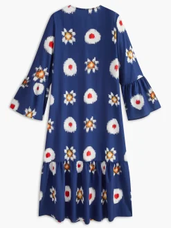 Clearance Boheme Printed 3/4 Length Sleeve Dress Casual Dresses|Vacation Dresses