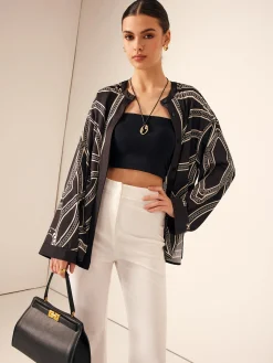 Discount Boheme Printed Breasted Satin Shirt Blouses & Shirts|Tops