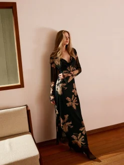 New Boheme Printed Cowl Neck Floral Dress Casual Dresses|Work Dresses