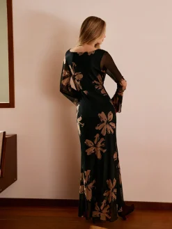 New Boheme Printed Cowl Neck Floral Dress Casual Dresses|Work Dresses