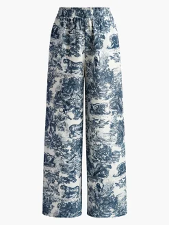Boheme Printed Elastic Waist Pants Pants