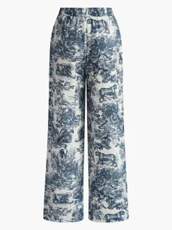 Boheme Printed Elastic Waist Pants Pants