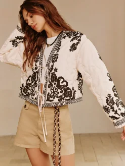 Discount Boheme Printed Lace Up Short Jacket Outerwear|Jackets