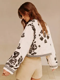 Discount Boheme Printed Lace Up Short Jacket Outerwear|Jackets