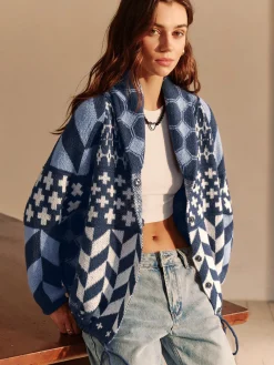 Boheme Printed Lapel Cardigan Cardigans|Sweaters & Cardigans