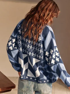 Boheme Printed Lapel Cardigan Cardigans|Sweaters & Cardigans