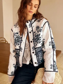 Online Boheme Printed Piping Cozy Jacket Outerwear|Jackets