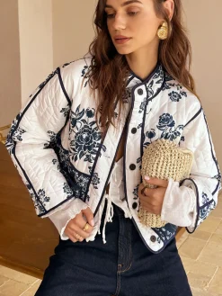 Online Boheme Printed Piping Cozy Jacket Outerwear|Jackets