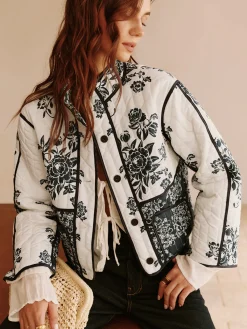 Online Boheme Printed Piping Cozy Jacket Outerwear|Jackets