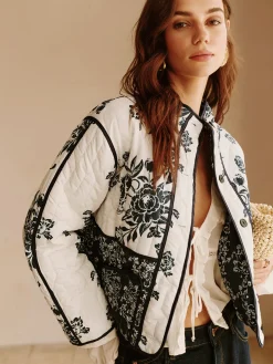 Online Boheme Printed Piping Cozy Jacket Outerwear|Jackets