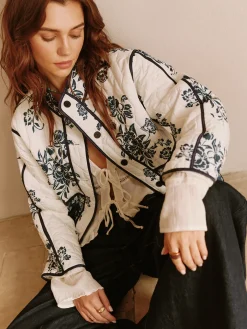 Online Boheme Printed Piping Cozy Jacket Outerwear|Jackets