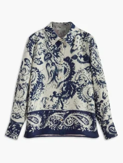 New Boheme Printed Satin Breasted Polo Shirt Matching Sets|Tops