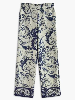 Outlet Boheme Printed Satin Zipper Pants Matching Sets|Bottoms