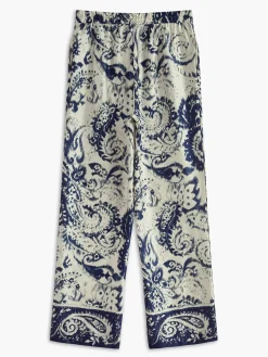 Outlet Boheme Printed Satin Zipper Pants Matching Sets|Bottoms